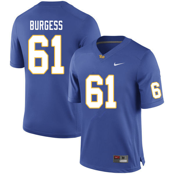 Men #61 Brian Burgess Pitt Panthers College Football Jerseys Sale-Royal